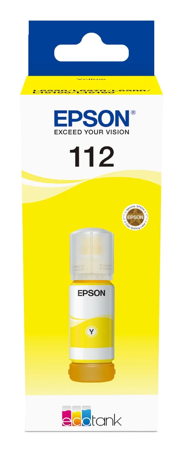 Bouteille d'Encre Original Epson Ecotank 112 Jaune 70ML