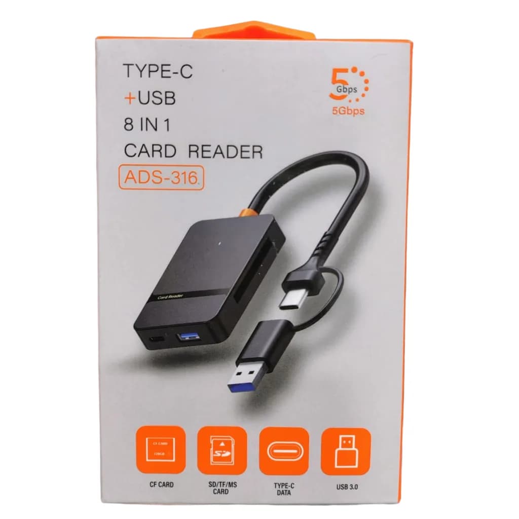 Lecteur de Cartes Mémoire 8 en 1 ADS-316 USB 3.0